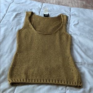 Knitted gold shimmer tank top